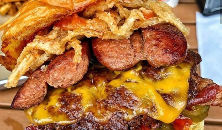 MOOYAH indulgent hamburgdog hot dog burger